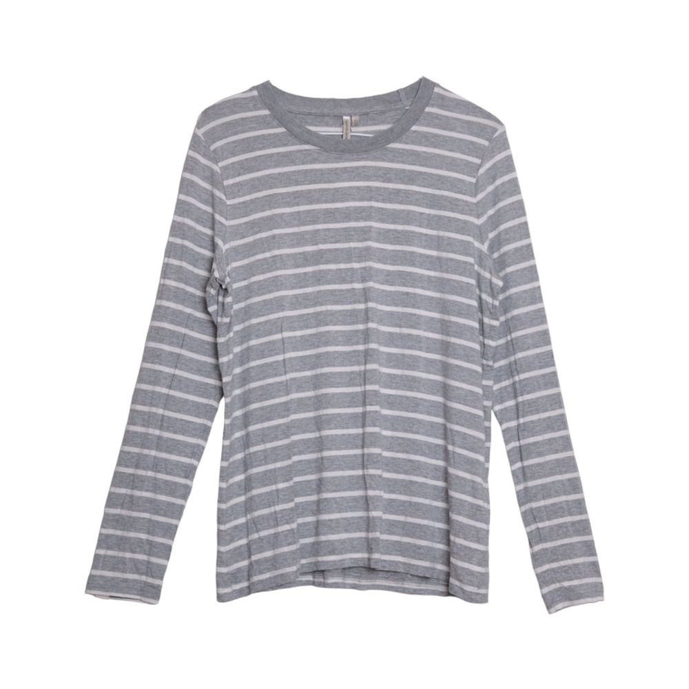 Banana Republic Gray and White Striped Long Sleeve